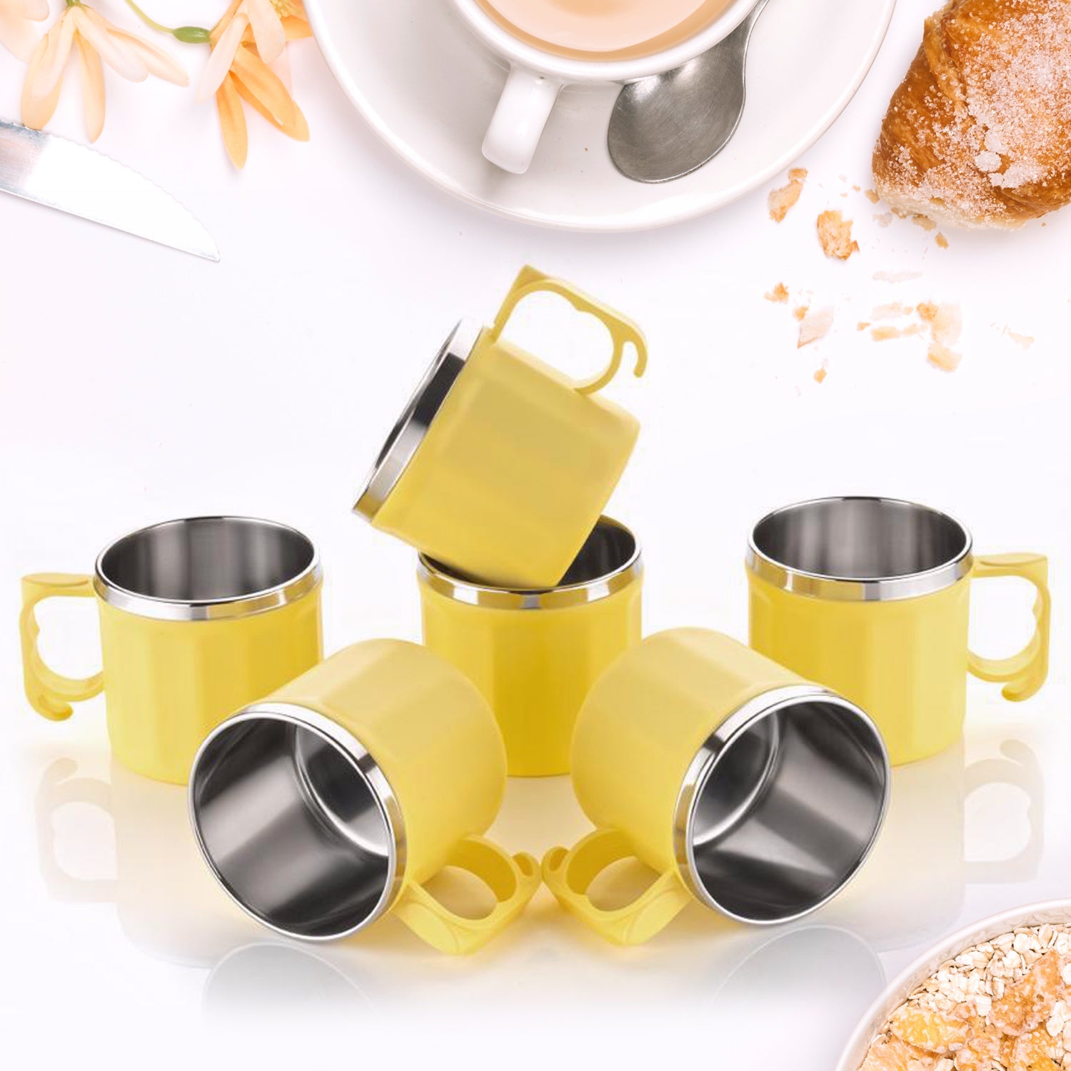5308 Plastic Steel Cups Premium Cup For Coffee Tea Cocoa, Camping Mugs with Handle, Portable & Easy Clean ( 6 pcs Set ) DeoDap 5308 Plastic Steel Cups Premium Cup For Coffee Tea Cocoa, Camping Mugs with Handle, Portable & Easy Clean ( 6 pcs Set ) DeoDap